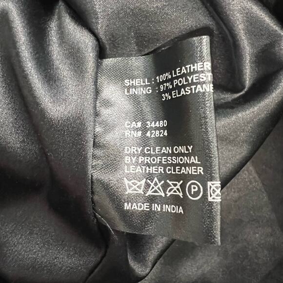 Veda Camel Brown Black Python Snake Print Genuine Leather Mini Skirt size M - Picture 5 of 8